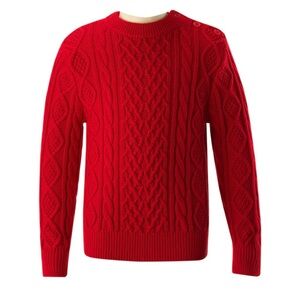 Piombo Red Cable Knit Crewneck Sweater